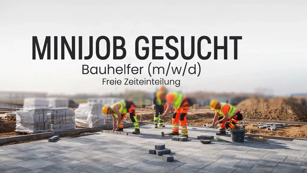 KI-generiertes Symbolbild einer Pflasterbaustelle mit mehreren Bauhelfern